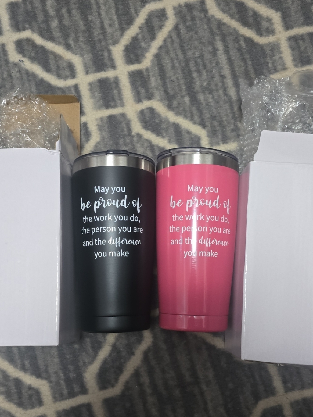 Insulated Travel Tumbler - Black & Pink - Inspirational Quote